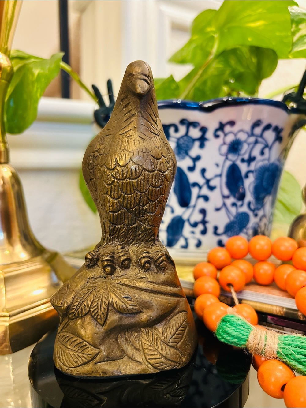 Vintage Solid Brass Bald Eagle Sculpture
